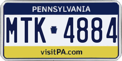 PA license plate MTK4884