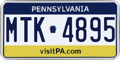 PA license plate MTK4895
