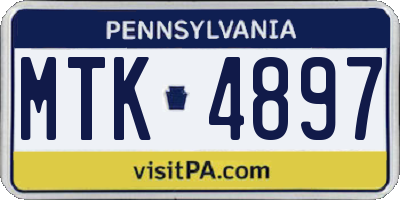 PA license plate MTK4897