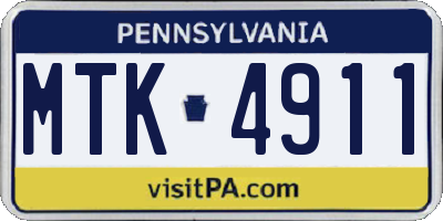 PA license plate MTK4911