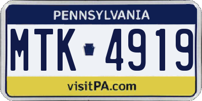 PA license plate MTK4919
