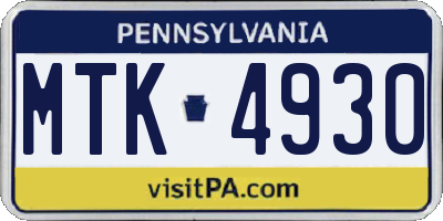 PA license plate MTK4930