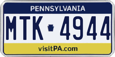 PA license plate MTK4944