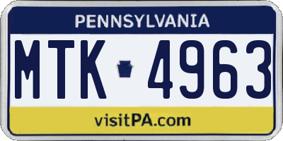 PA license plate MTK4963