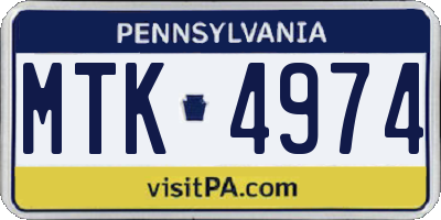 PA license plate MTK4974