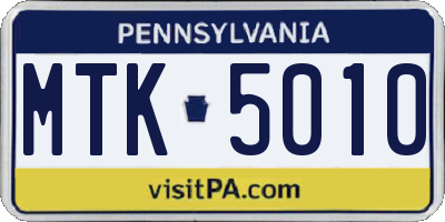 PA license plate MTK5010