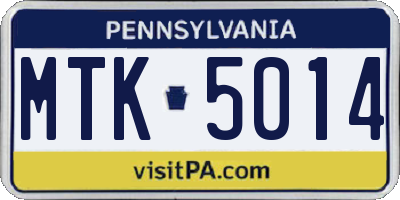 PA license plate MTK5014