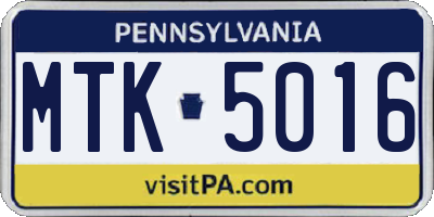 PA license plate MTK5016