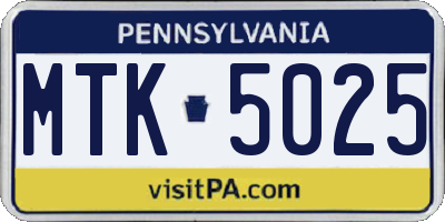 PA license plate MTK5025