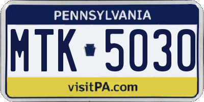 PA license plate MTK5030