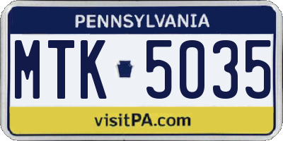 PA license plate MTK5035