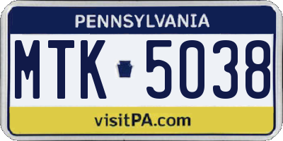 PA license plate MTK5038