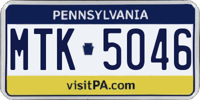 PA license plate MTK5046