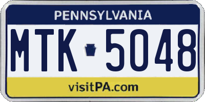 PA license plate MTK5048