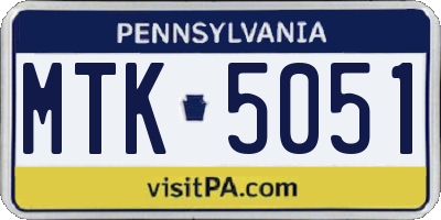 PA license plate MTK5051