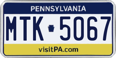 PA license plate MTK5067