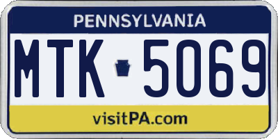PA license plate MTK5069