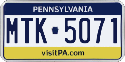 PA license plate MTK5071
