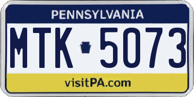 PA license plate MTK5073