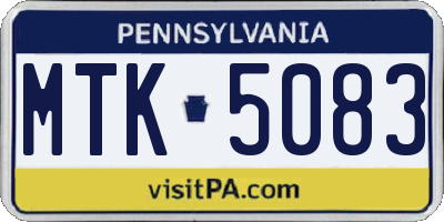PA license plate MTK5083