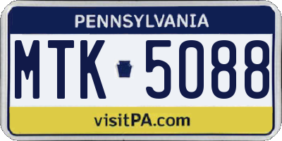 PA license plate MTK5088