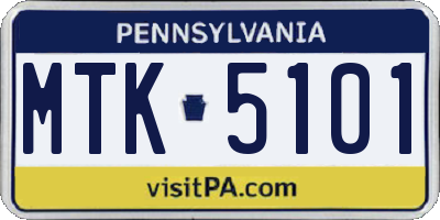 PA license plate MTK5101