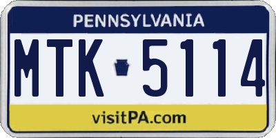 PA license plate MTK5114