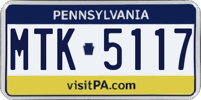 PA license plate MTK5117