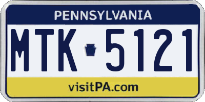 PA license plate MTK5121