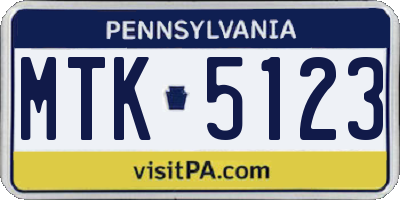 PA license plate MTK5123