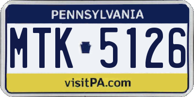 PA license plate MTK5126