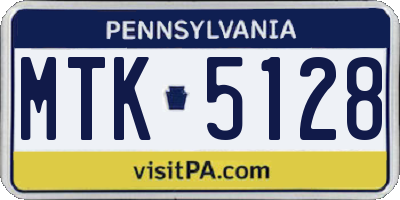 PA license plate MTK5128