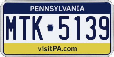 PA license plate MTK5139