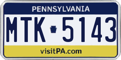 PA license plate MTK5143