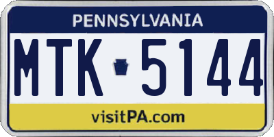 PA license plate MTK5144