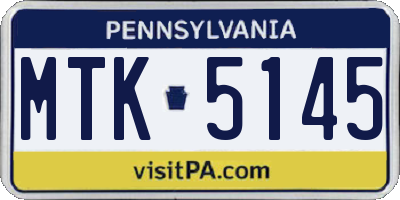 PA license plate MTK5145