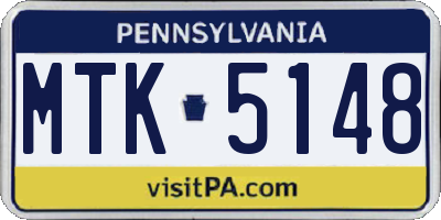 PA license plate MTK5148