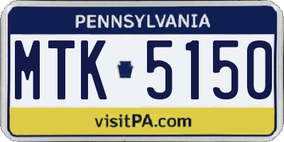 PA license plate MTK5150