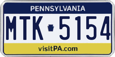 PA license plate MTK5154