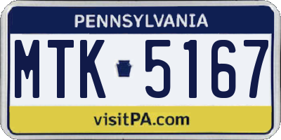 PA license plate MTK5167