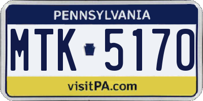 PA license plate MTK5170