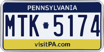 PA license plate MTK5174