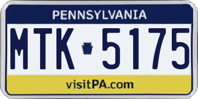 PA license plate MTK5175