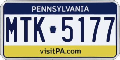 PA license plate MTK5177