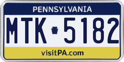 PA license plate MTK5182