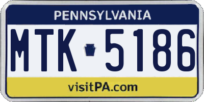 PA license plate MTK5186