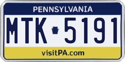 PA license plate MTK5191