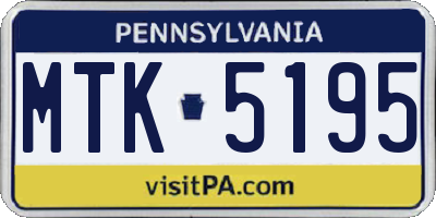 PA license plate MTK5195