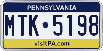 PA license plate MTK5198