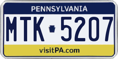 PA license plate MTK5207